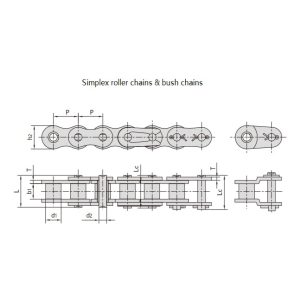 Catena a rulli di precisione a passo corto serie A