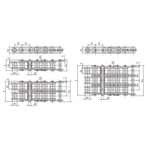 Catena a rulli serie B con piastre laterali diritte