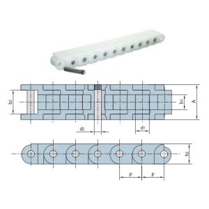 catena a rulli in plastica a passo corto