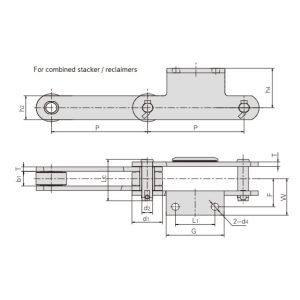 Trasportatore a catena con attacchi per stacker reclaimer
