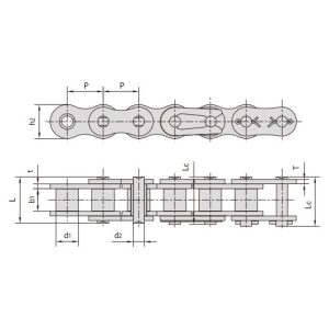 catena a rulli zincata a passo corto